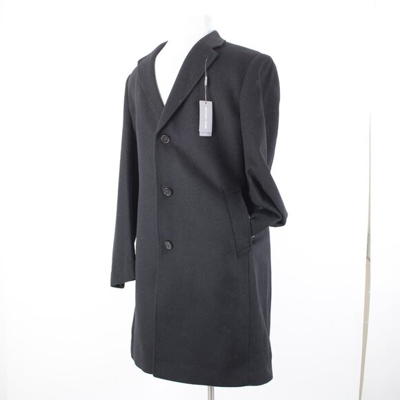 Michael Kors $495 Kavon Sz 42L Black Buttons Lined Wool Nylon Cashmere Coat - Picture 8 of 16